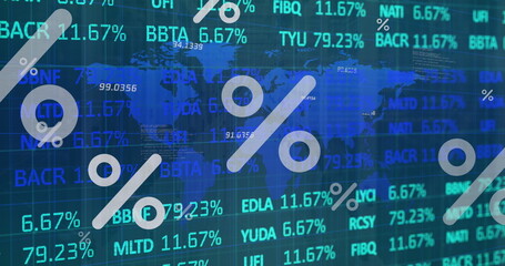 Image of world map and data processing