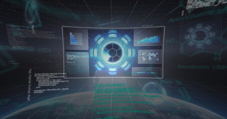 Image of data processing over globe