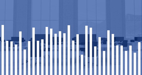 Image of financial data processing over office