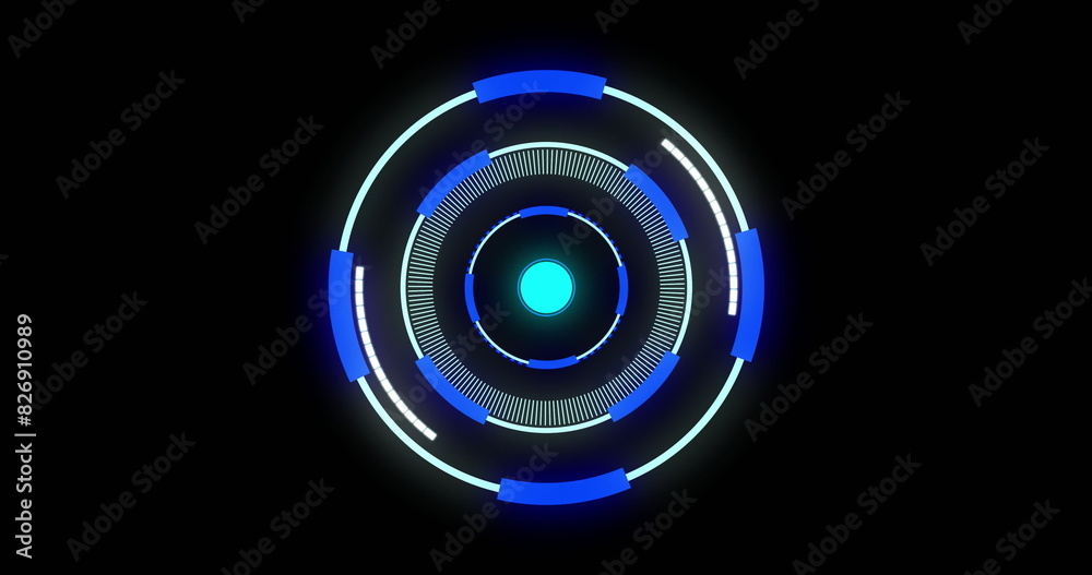 Poster image of lines moving in loading circles against black background