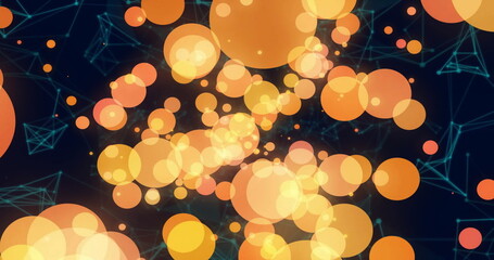 Image of orange spots of light over network of connections
