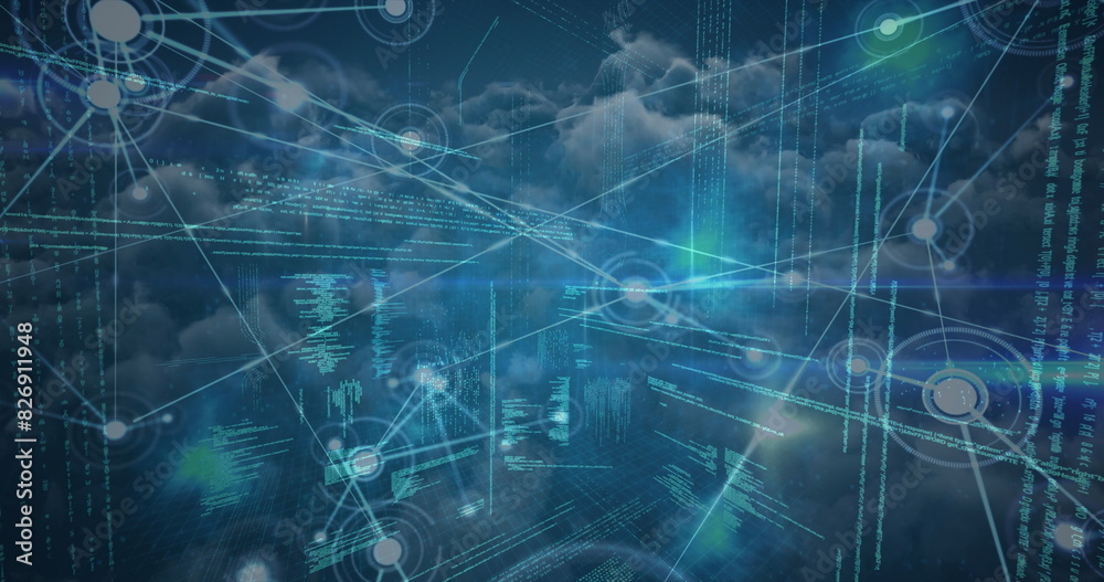 Poster digital composite of science composition coded text in the background combined with an image of abst