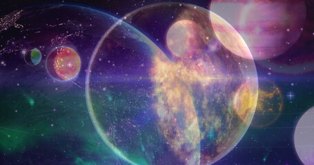 Digital composite of Science Composition Universe combined with animated planet