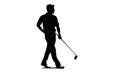 Golfer Silhouette Vector black Clipart isolated on a white background