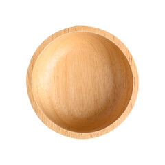 Natural round wooden bowl, Kitchen utensil, Top view