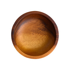 Natural round wooden bowl, Kitchen utensil, Top view
