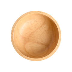 Natural round wooden bowl, Kitchen utensil, Top view
