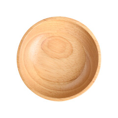 Natural round wooden bowl, Kitchen utensil, Top view