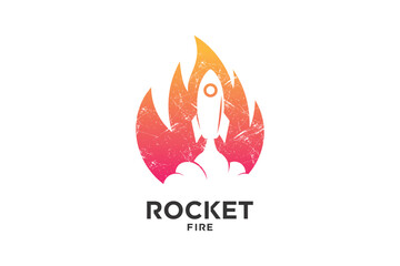 Rocket fire logo design for astronaut astronomy Premium Vector