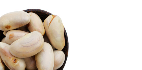 Jackfruit seeds on white background.