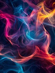 Surreal Neon Gradient Waves Swirling in Cosmic Backdrop Creating Hypnotic Digital Art Composition