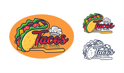 tacos vector logo template  label sticker emblem for business mexican food illustration 