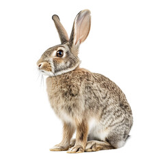 Majestic European rabbit depicted standing gracefully on a clean white background