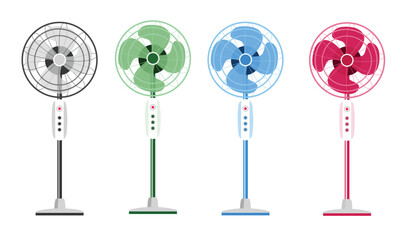 Floor fan vector. Wind blowing equipment. Flat vector in cartoon style isolated on white background.
