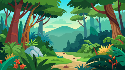 Tropical rainforest safari jungle background  © Sumondesigner_42