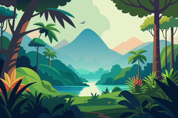 Tropical rainforest safari jungle background  © Sumondesigner_42