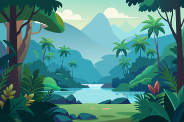 Tropical rainforest safari jungle background  © Sumondesigner_42