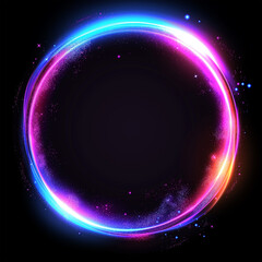 Naklejka premium Round gold shiny with sparks on a black background.