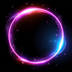 Obraz premium Round gold shiny with sparks on a black background.