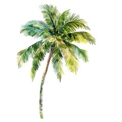 Create a watercolor painting of a palm tree