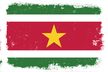 Vintage flat design grunge Suriname flag background