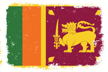 Vintage flat design grunge Sri Lanka flag background