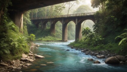 bridge over the river in the mountains