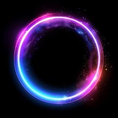 Obraz premium Round gold shiny with sparks on a black background.