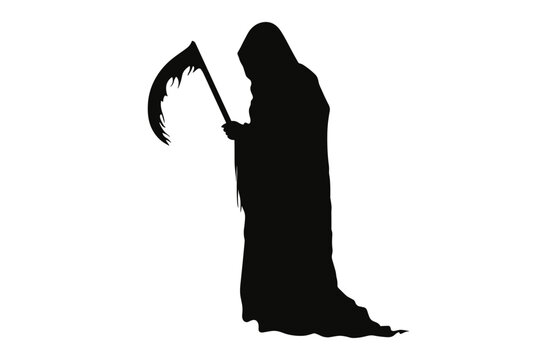 recommend clip art: Grim Reaper Silhouette Vector black Clipart isolated on a white background