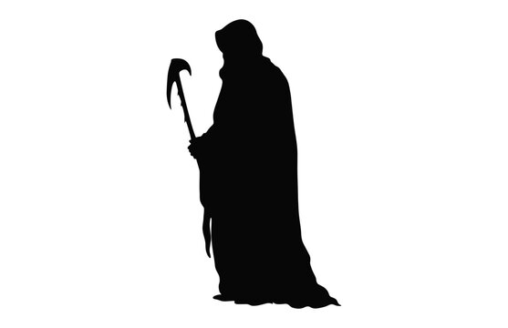 recommend clip art: Grim Reaper Silhouette Vector black Clipart isolated on a white background