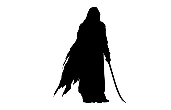 recommend clip art: Grim Reaper Silhouette Vector black Clipart isolated on a white background