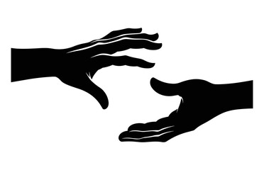 Helping Hand Silhouette Vector isolated on a white background