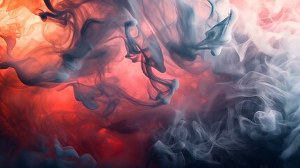 , dense tendrils of deep and dark smoke gracefully intertwine against a gradient backdrop, creating a mesmerizing blend of hues. Amidst this ethereal dance, vibrant abstract colors emerge, swirling an