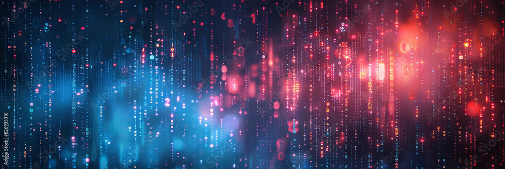 Poster blur binary data background. concept for big data, deep machine learning, artificial intelligence. c