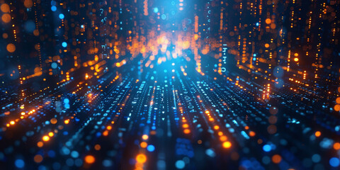 Obraz premium blur binary data background. Concept for big data, deep machine learning, artificial intelligence. colorful data tranfer business technology background. virtualization, futuristic,banner 