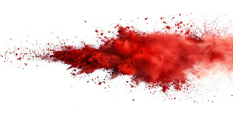 A red powder explosion isolated on white background