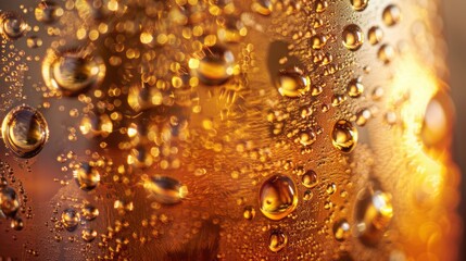 Close-Up of Beer in a Glass Showcasing Bubbles