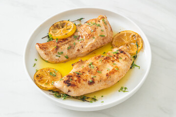 grilled chicken with butter, lemon and garlic