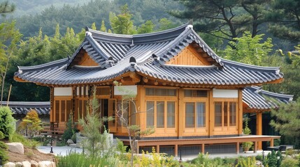 Fototapeta premium Traditional Korean Architecture Traditional Roofs Royal Residences and Time Honored Designs