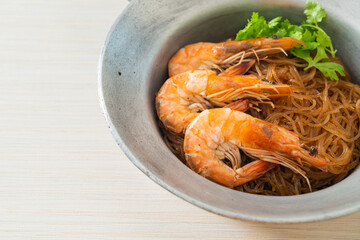 Casseroled or Baked Shrimp with Glass Noodles