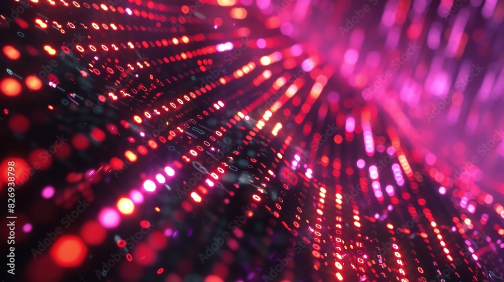 Poster A 3D abstract background with a digital matrix of glowing binary code