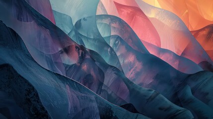 abstract wallpaper with waves resembling a landscape and smooth shapes