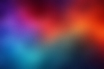 Abstract colors gradient background, red orange purple blue blurred wave on dark, grain texture effect, copy space