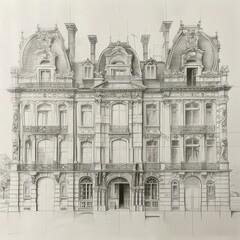 architecture palace sketch in european style