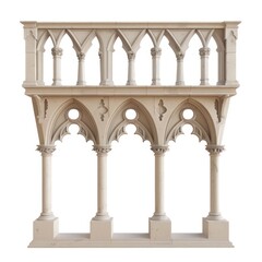 gothic balcony pillars with nice realistic details isolated on a white background