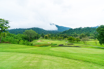 Green with Sand bunkers on Golf course