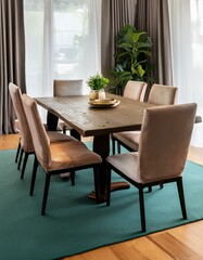 Contemporary Dining Room Furniture: Table and Chairs PNG