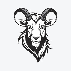 mascot logo mountain goat, Vector Outline black color in white background