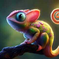  A Captivating Panther Chameleon Close-Up.with Generative AI technology	