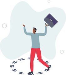 frustrated businessman walk in circle with no way out and no career path.flat vector illustration.